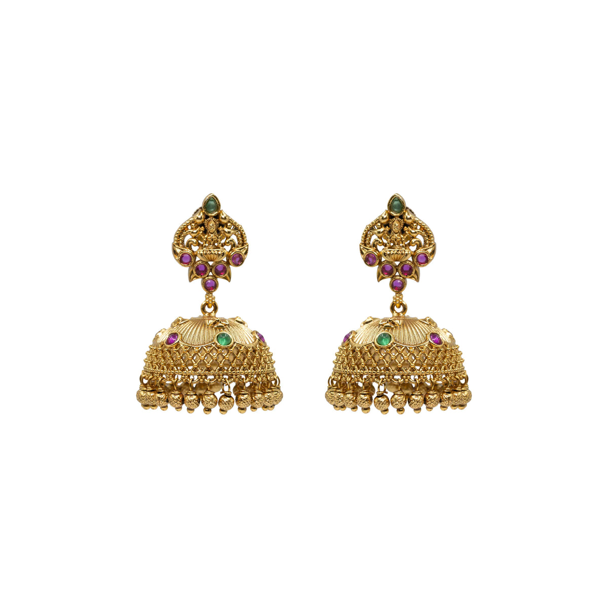 Antique Gold-Plated Laxmi Jhumka V-276