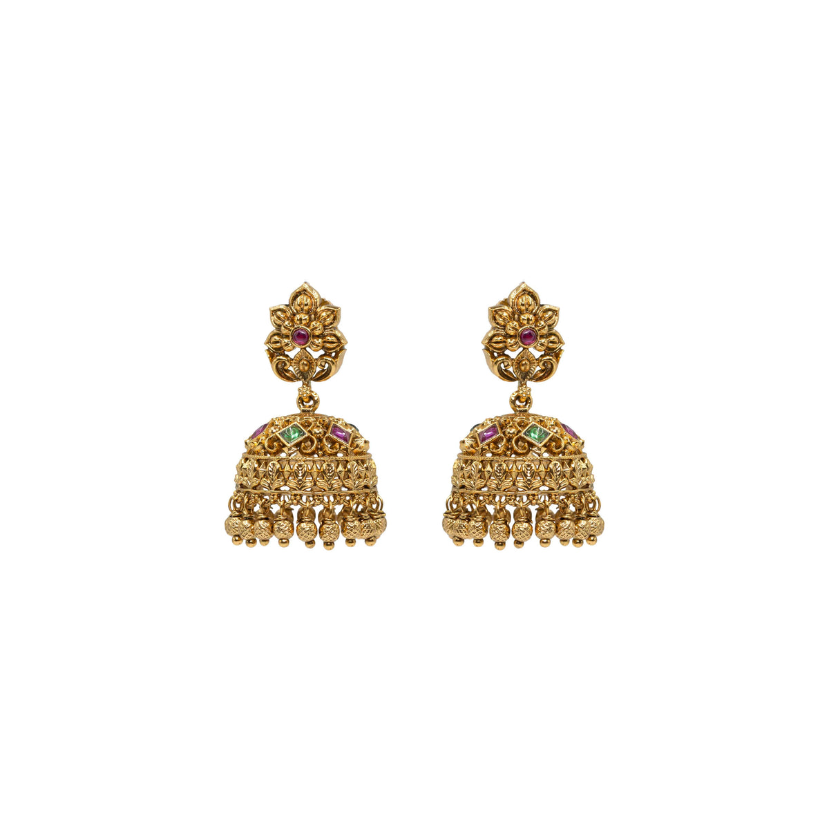 Antique Gold-Plated Jhumka R-1297