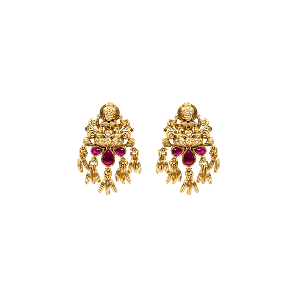 Divine Laxmi Antique Gold-Plated Bali  V-1654