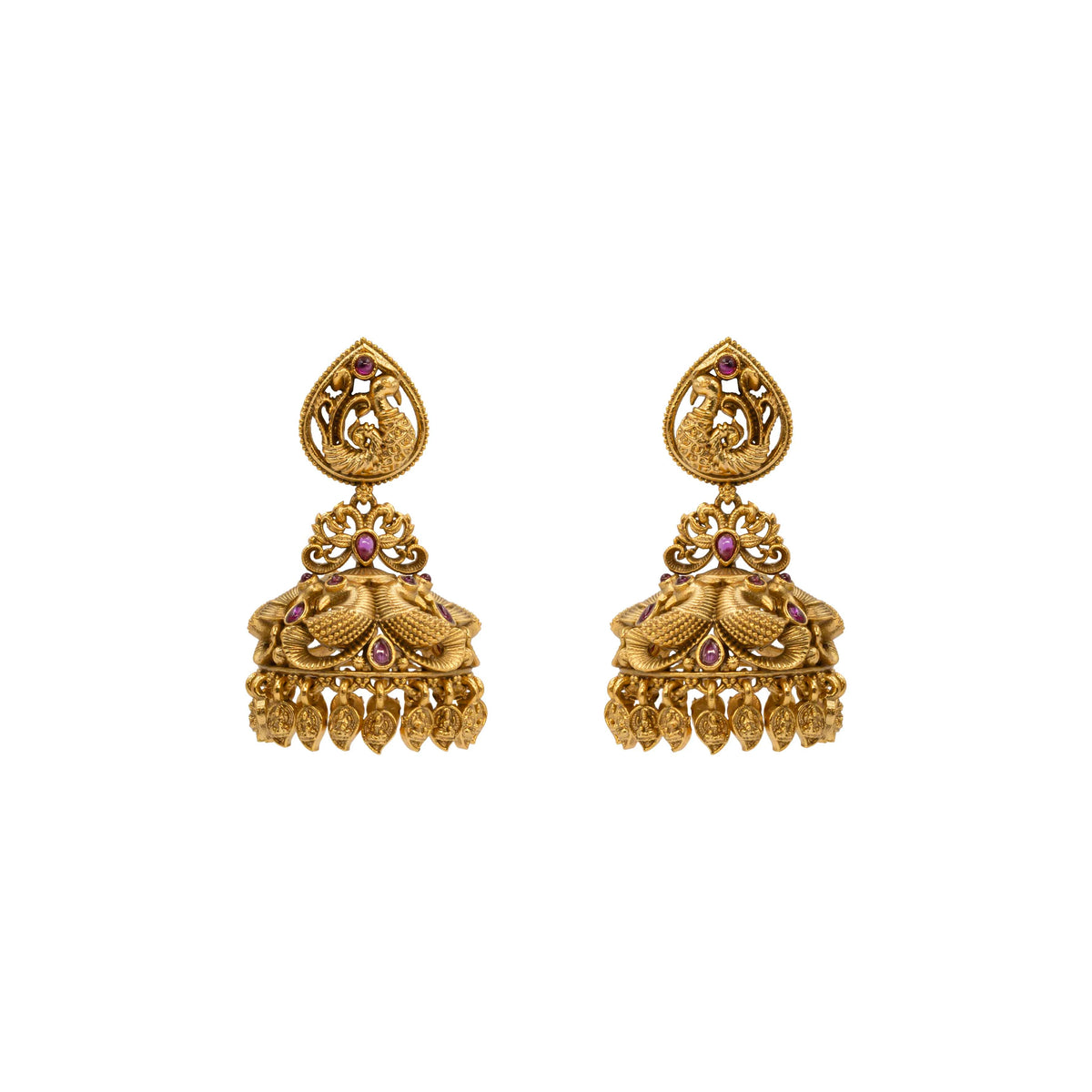 Antique-Finish Peacock Gold-Plated Jhumka 