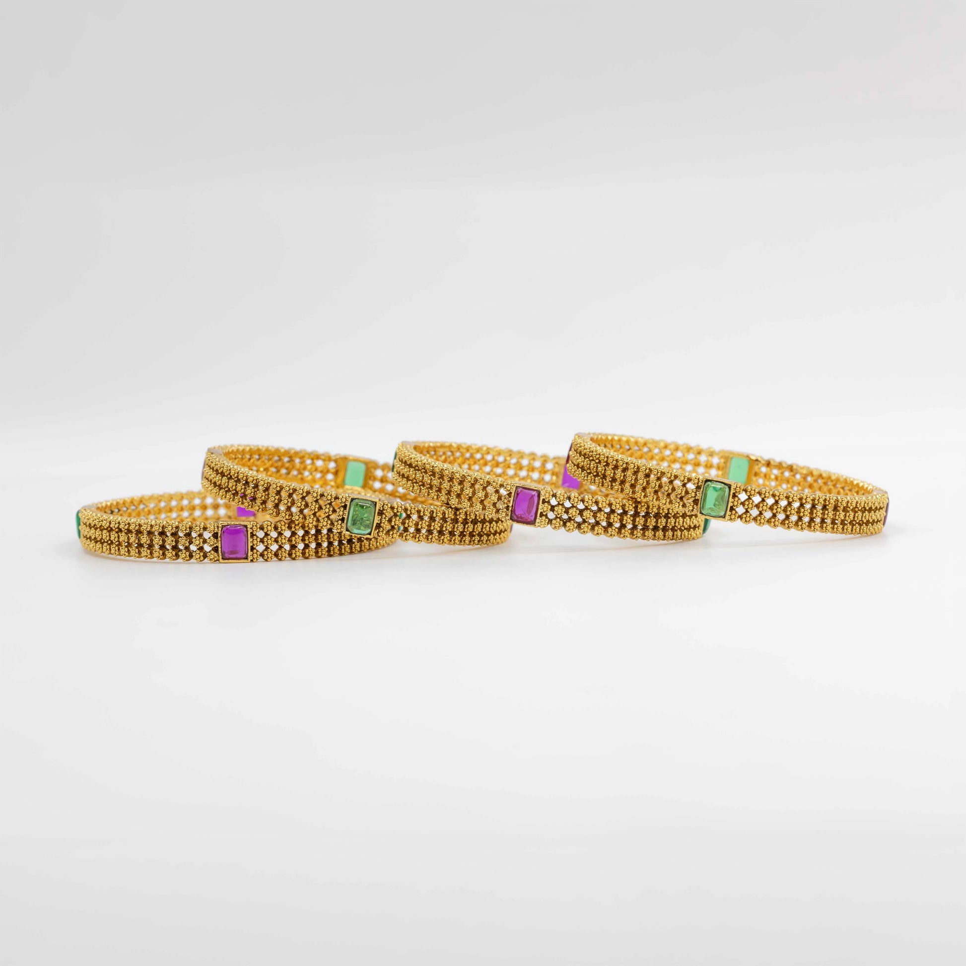 Antique Gold-Plated Bangle with real stone V-1826