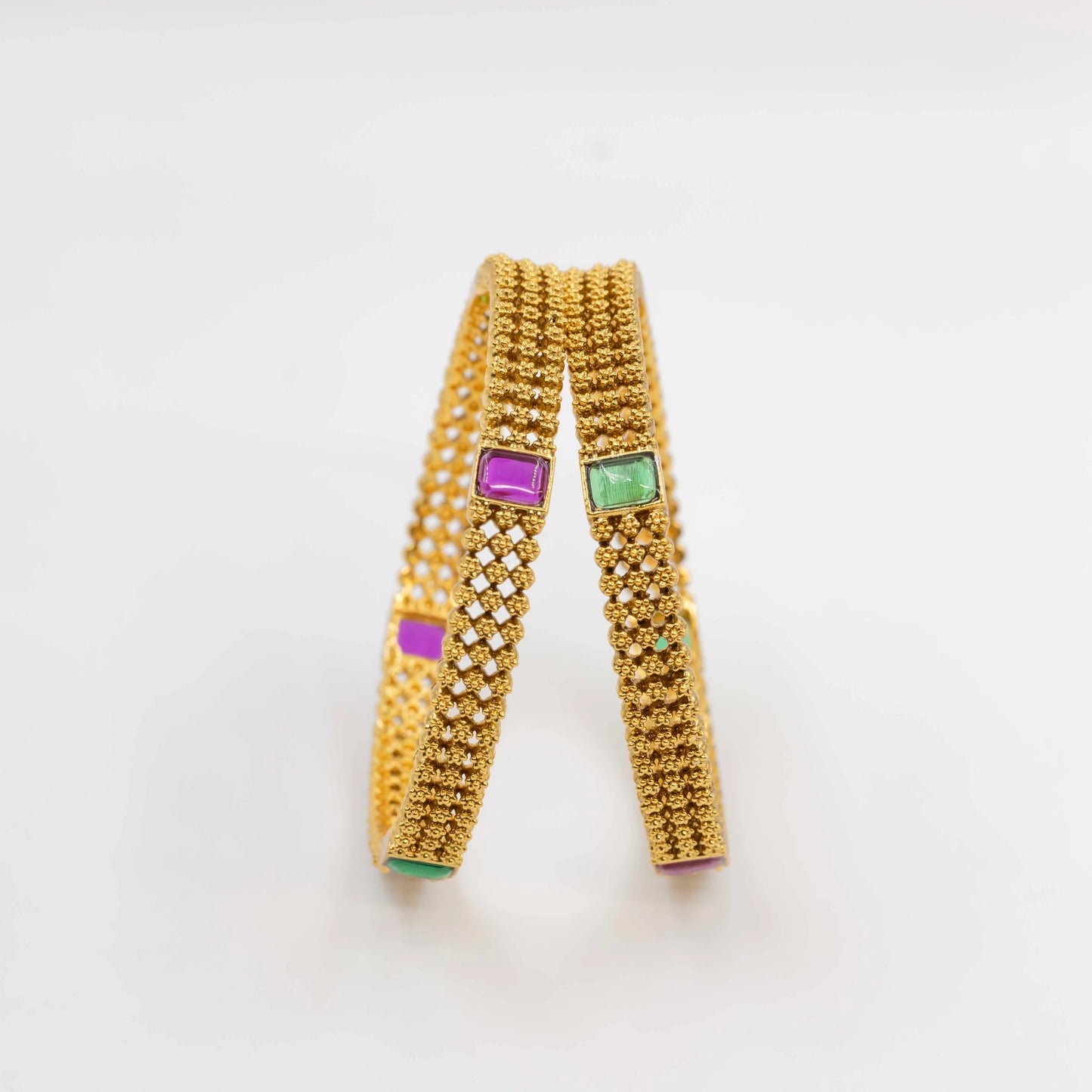 Antique Gold-Plated Bangle with real stone V-1826