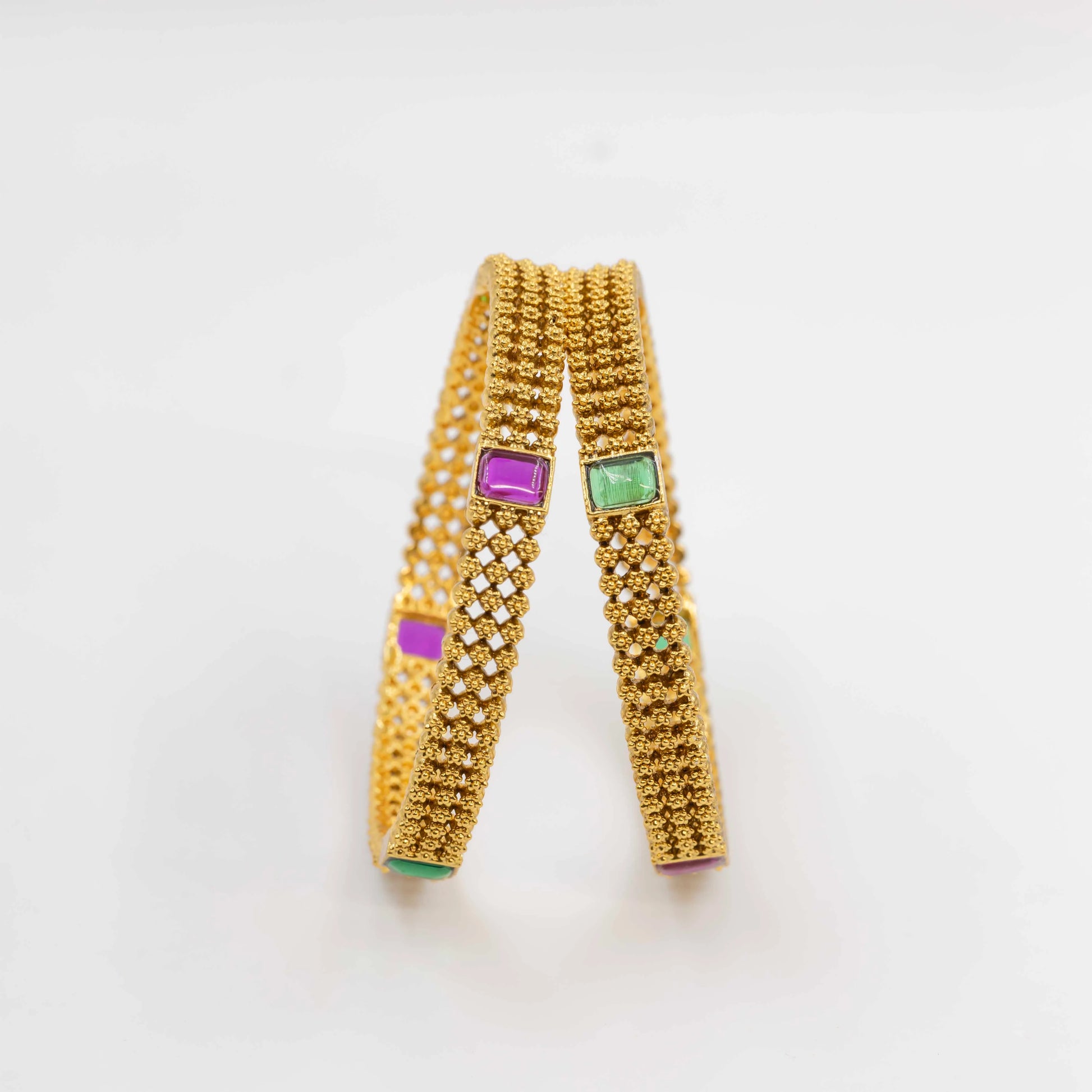 Antique Gold-Plated Bangle with real stone V-1826