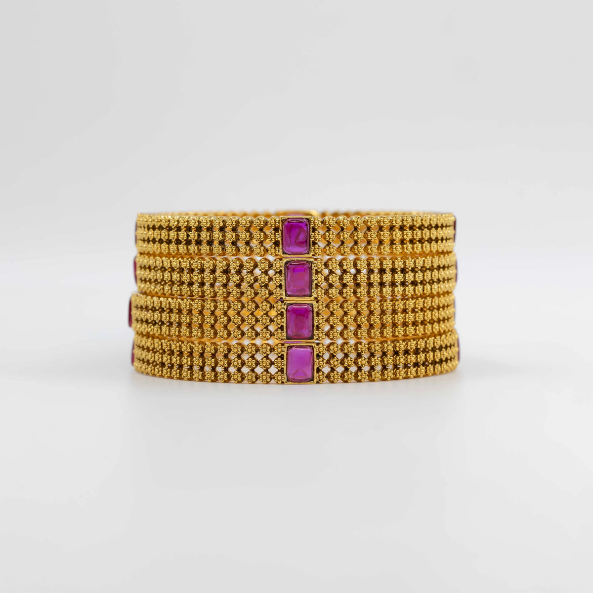 Antique Gold-Plated Bangle with real stone V-1826