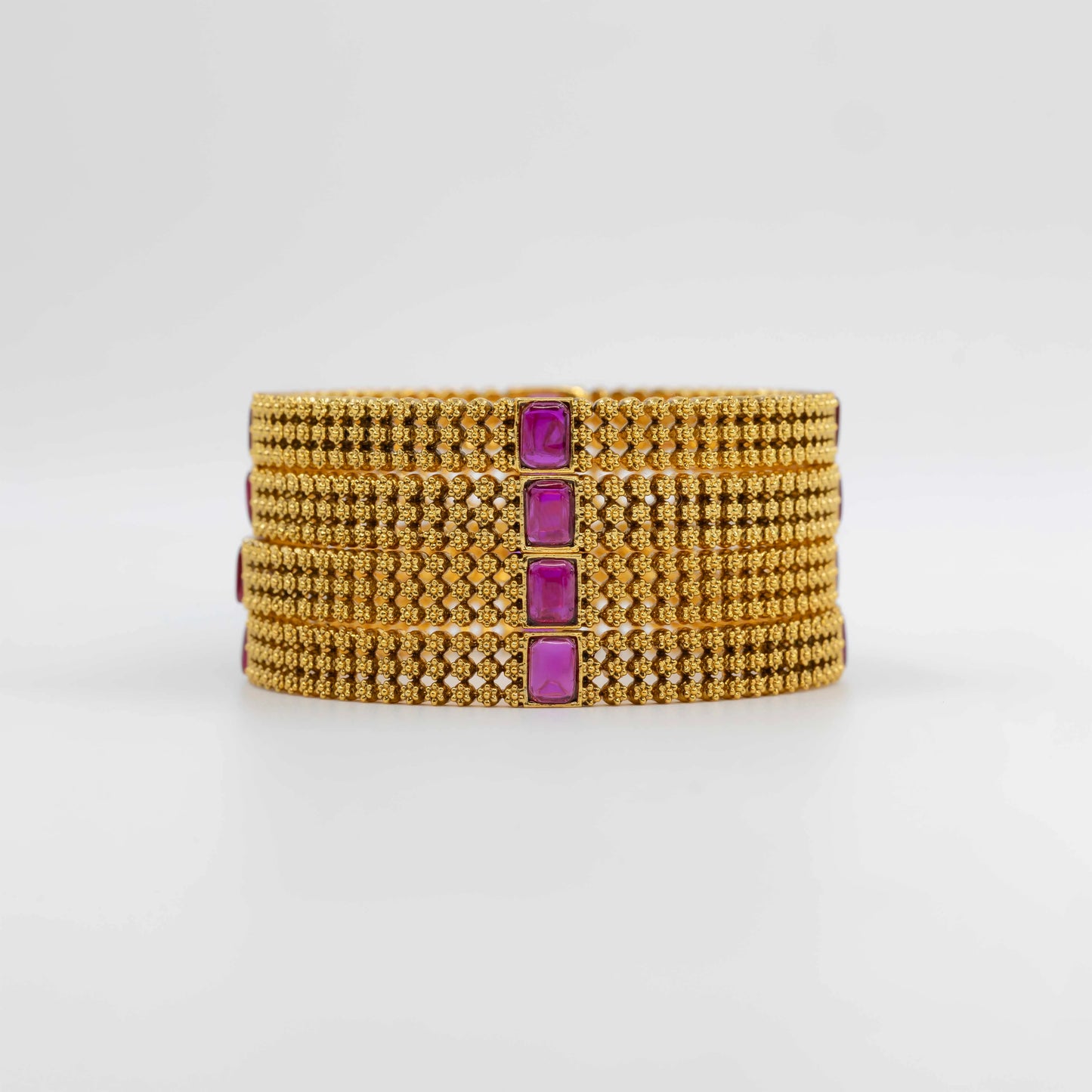Antique Gold-Plated Bangle with real stone V-1826