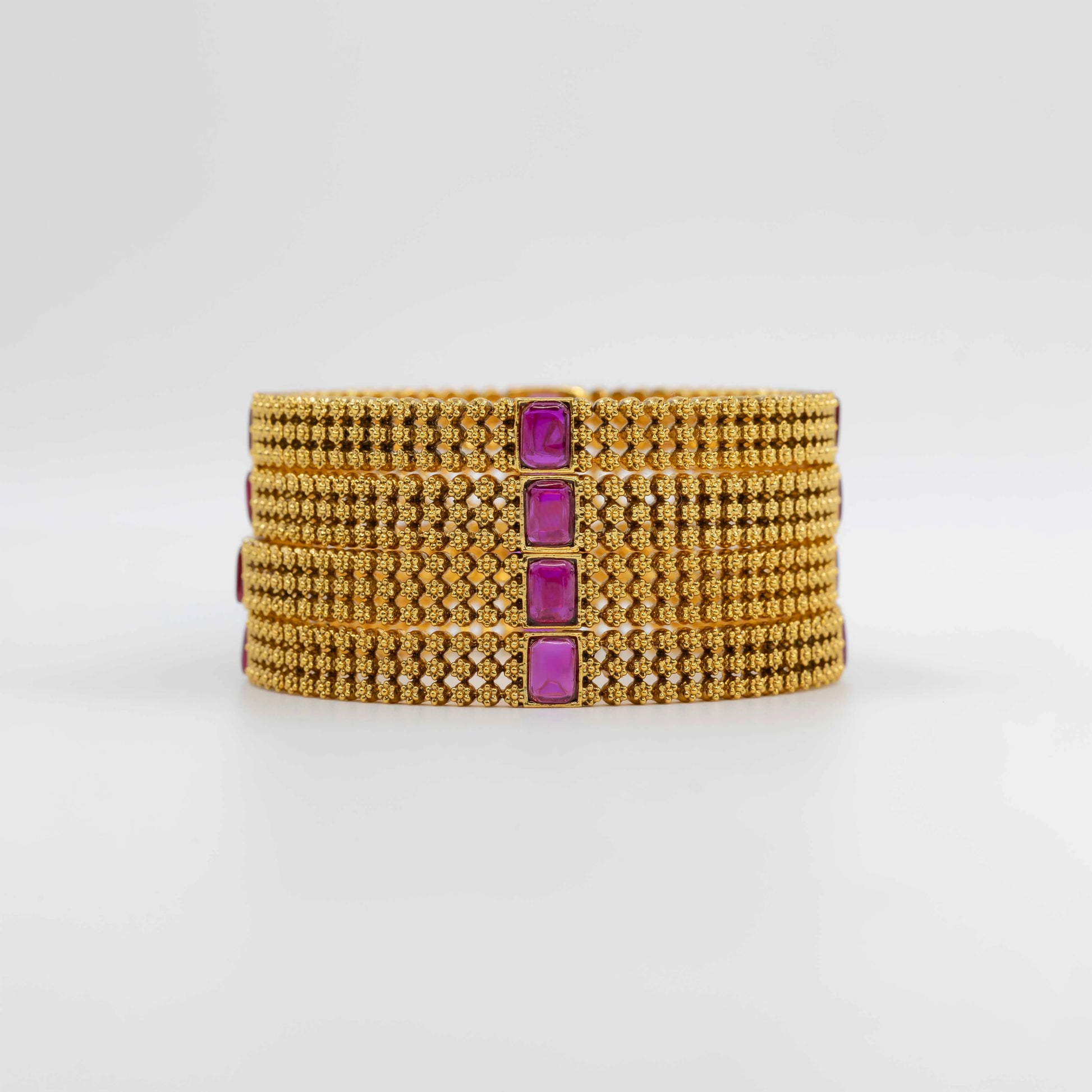 Antique Gold-Plated Bangle with real stone V-1826