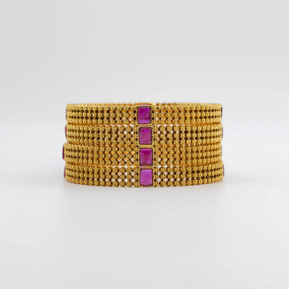 Antique Gold-Plated Bangle with real stone V-1826