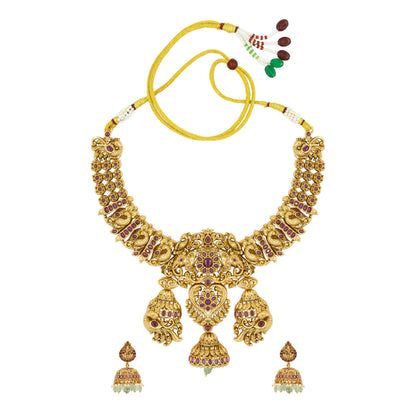 Traditional Gold-Plated Elephant Short Necklace Set