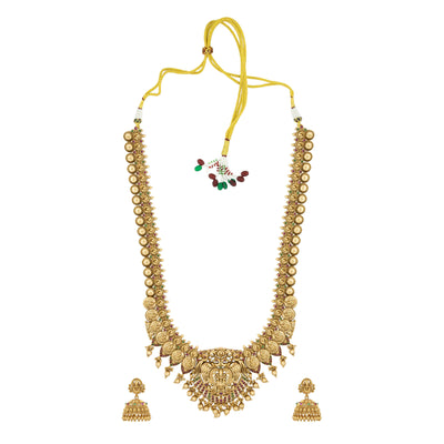 Premium Gold-Plated Laxmi Temple Long Necklace Set