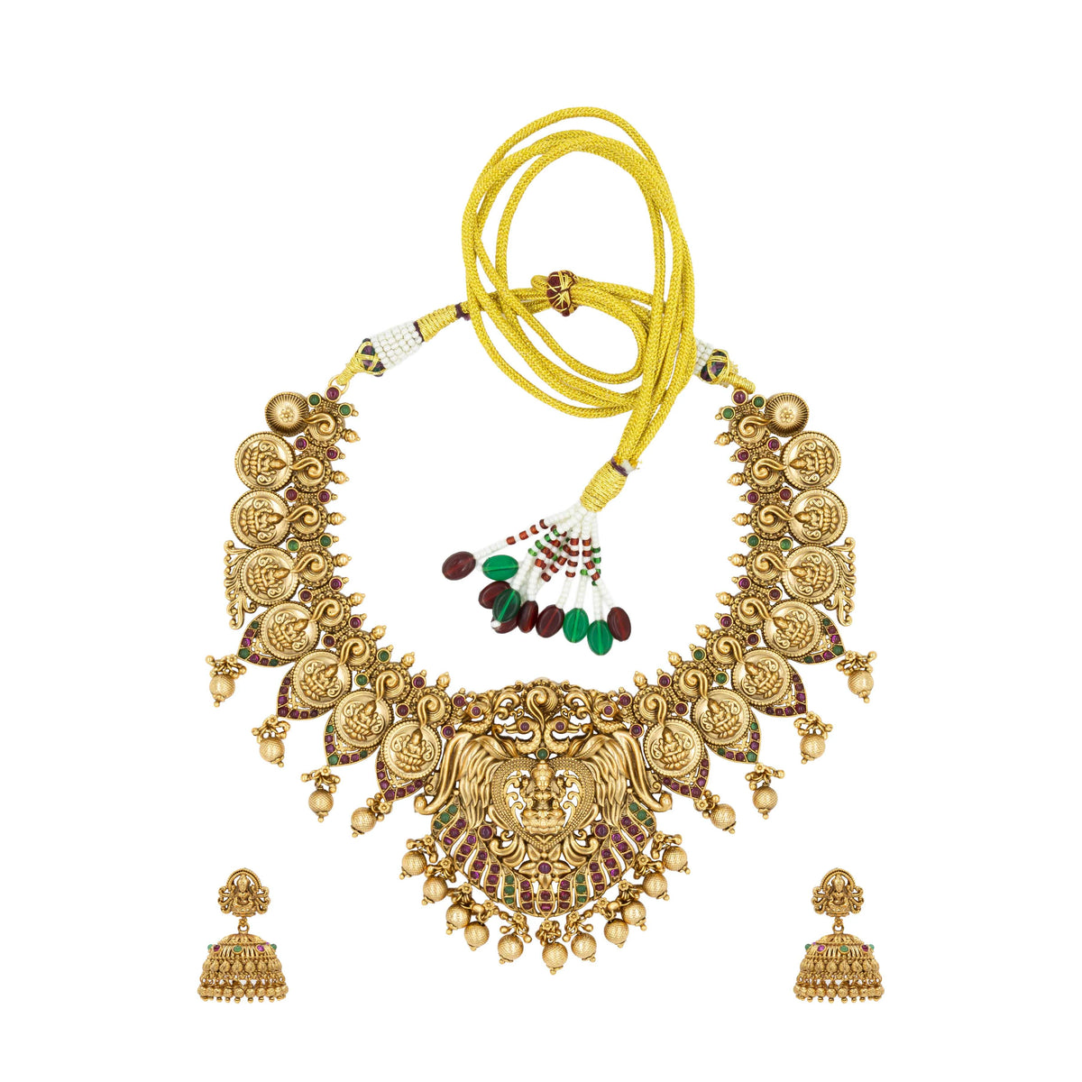 Antique Laxmi Gold-Plated Short Necklace Set
