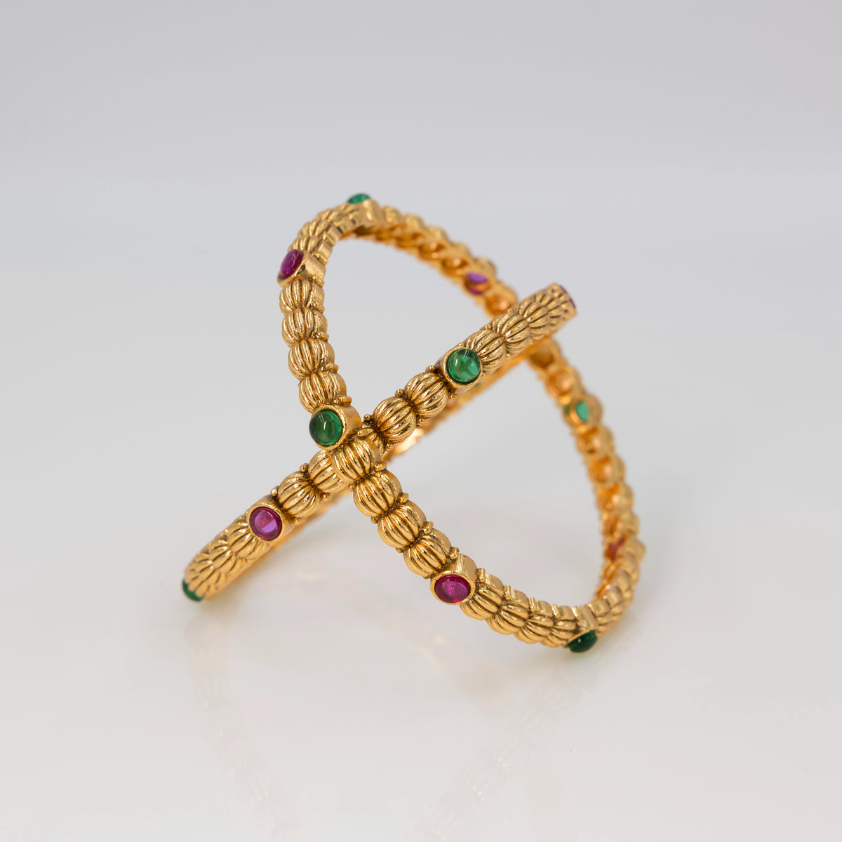Gold-Plated Textured Bangles  V-1245