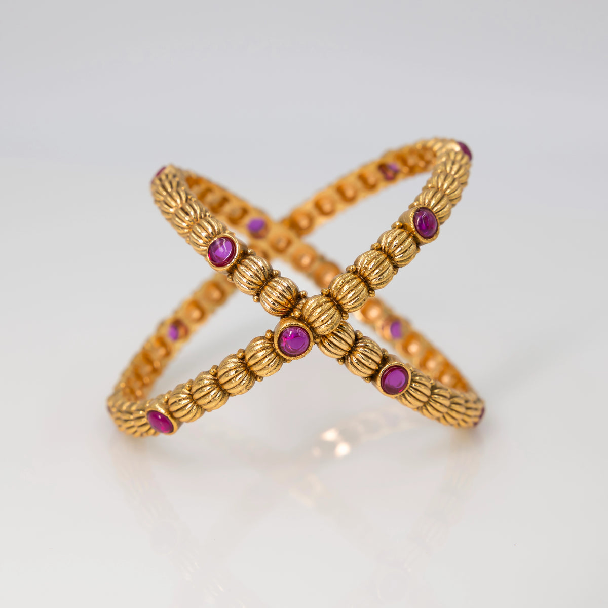 Gold-Plated Textured Bangles  V-1245