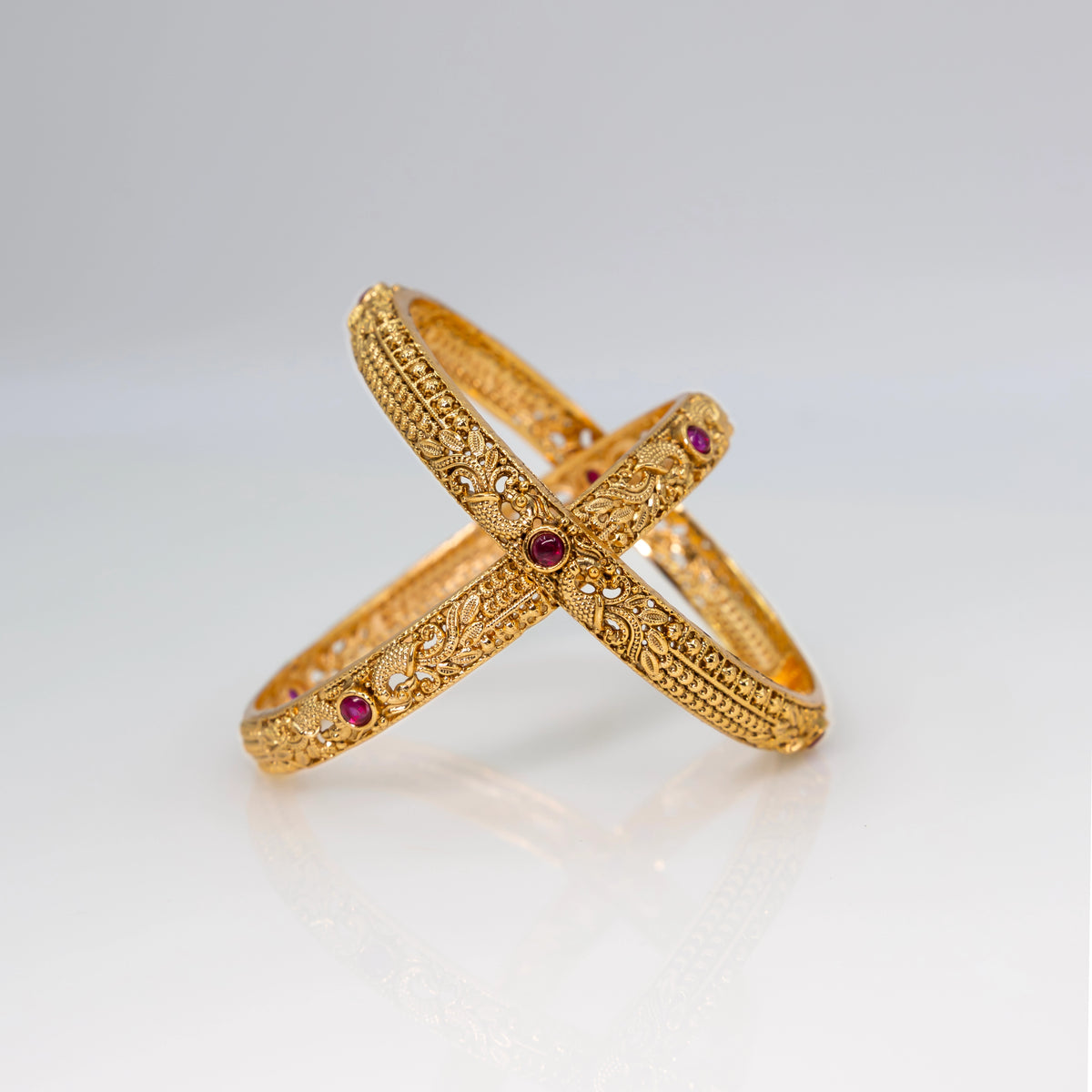 Peacock Gold-Plated Temple Bangle V-1246 