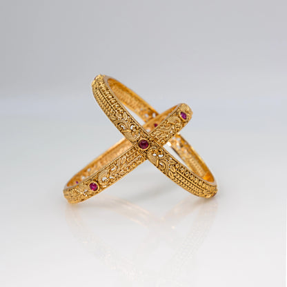 Peacock Gold-Plated Temple Bangle V-1246 