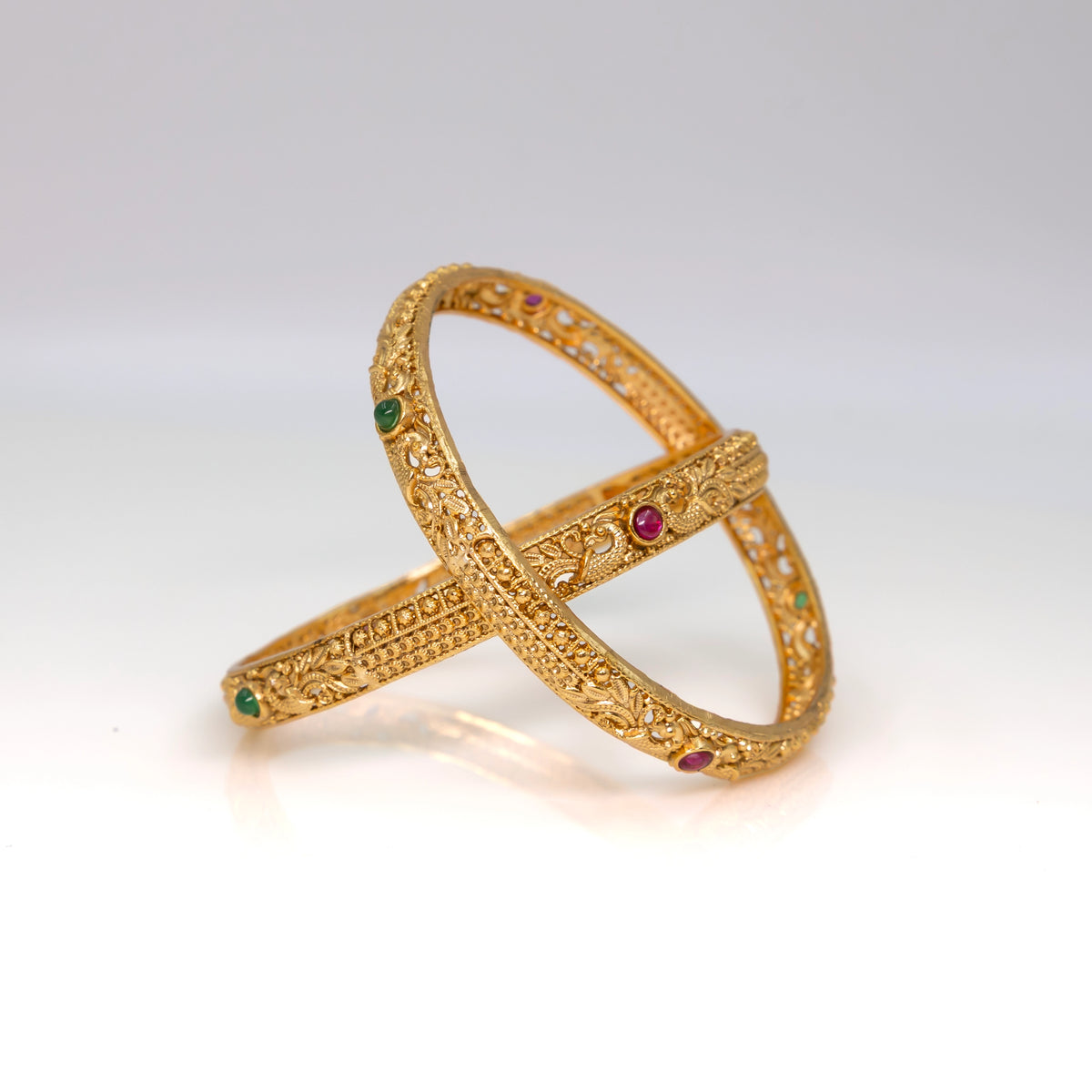 Peacock Gold-Plated Temple Bangle V-1246 