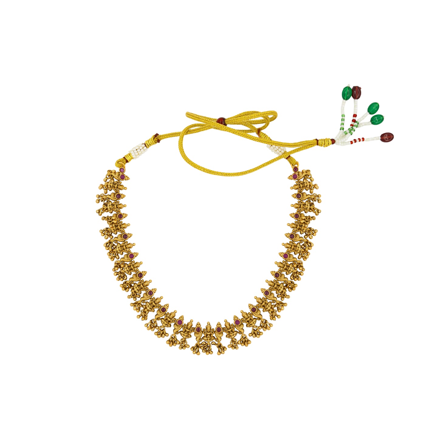 Antique Gold-Plated Temple Necklace Set – Bridal Short Design K-1835