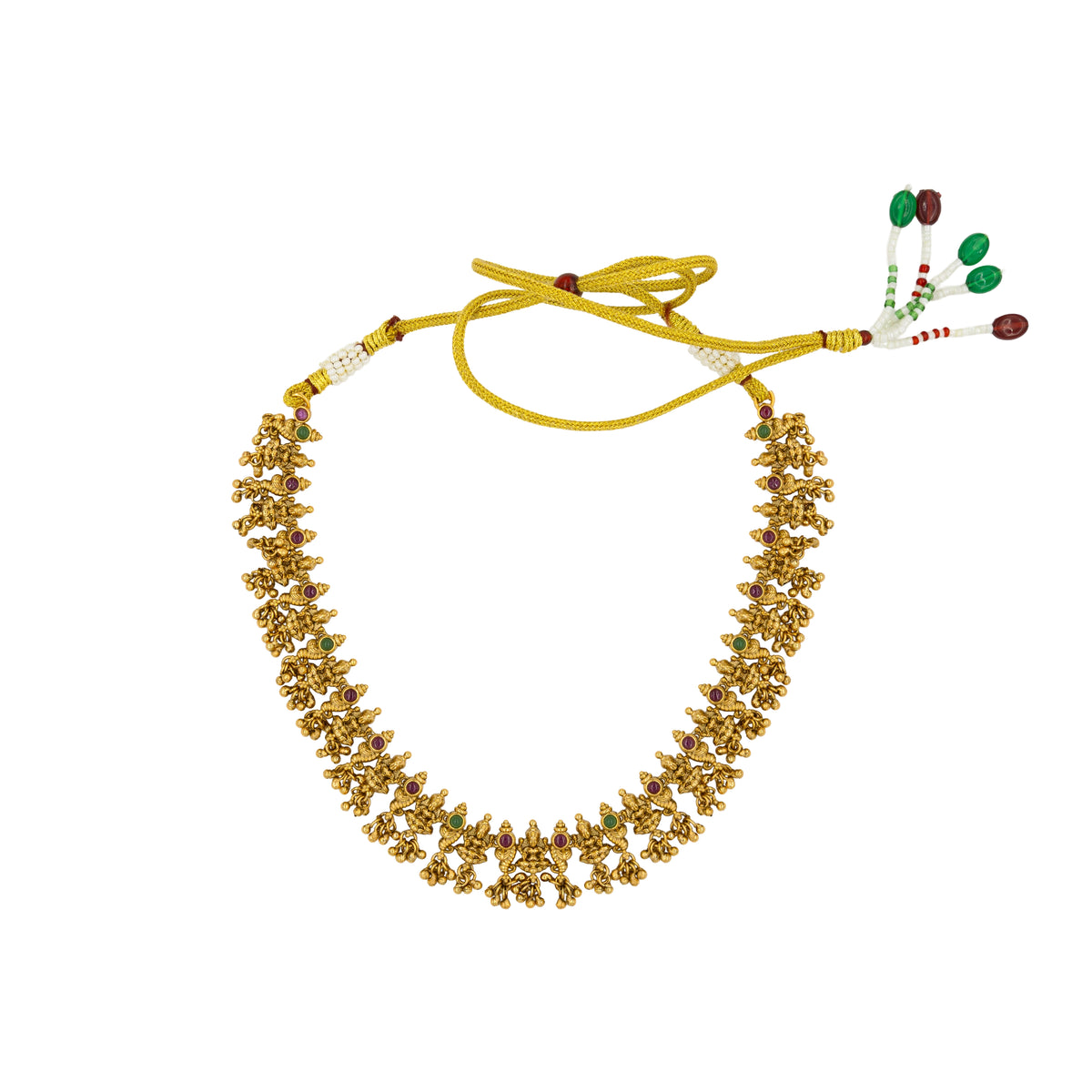 Antique Gold-Plated Temple Necklace Set – Bridal Short Design K-1835