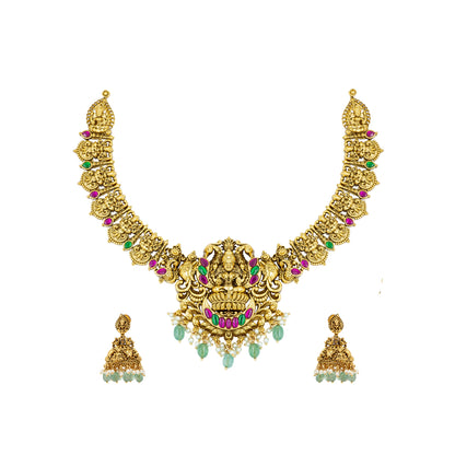 Divine Lakshmi Temple Short Necklace Set J-138