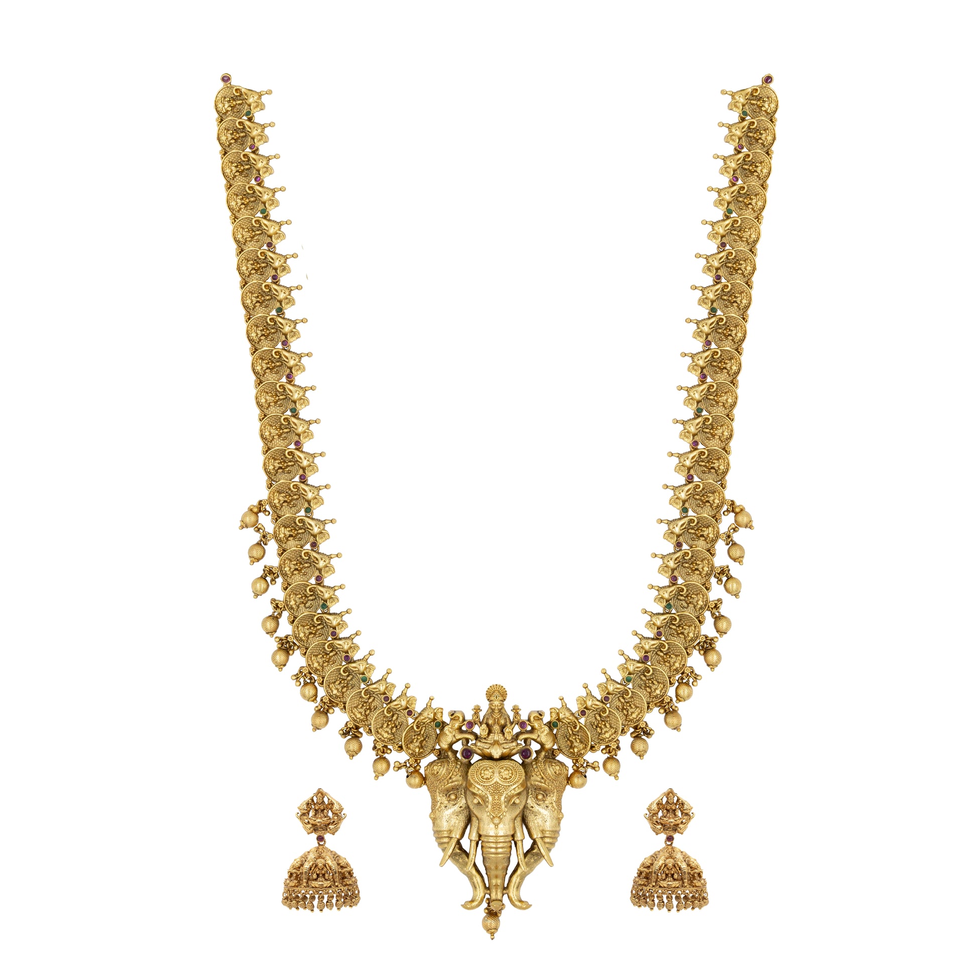 Antique Gold Lakshmi & Elephant Necklace Set K-630
