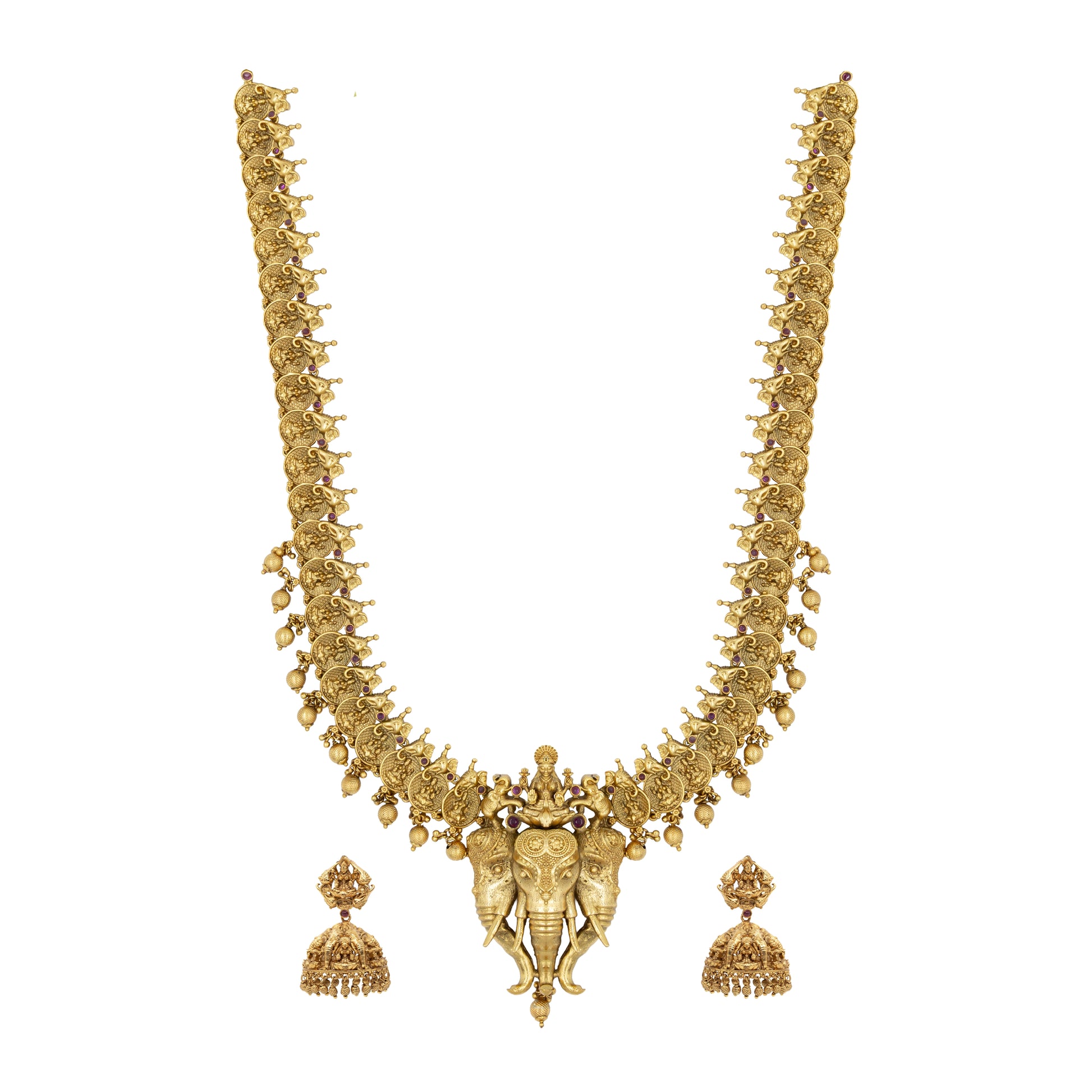 Antique Gold Lakshmi & Elephant Necklace Set K-630