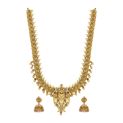 Antique Gold Lakshmi & Elephant Necklace Set K-630