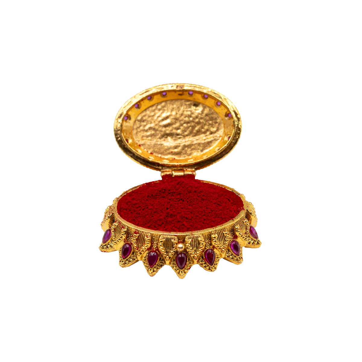 Gold-Plated Nandi Handcrafted Sindoor Box T-67