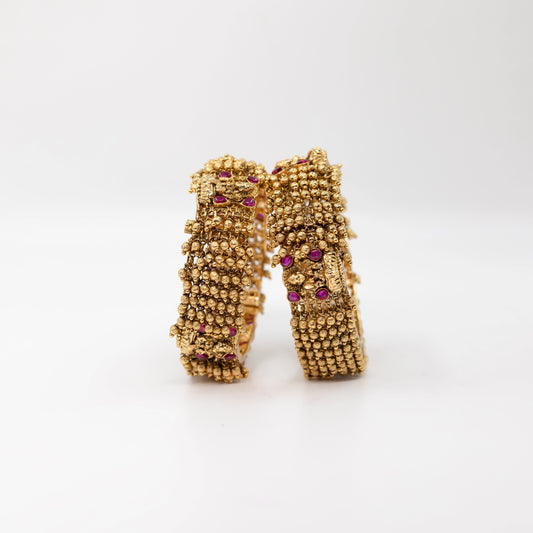 Lakshmi Lotus Antique Gold-Plated Bangles – K-999
