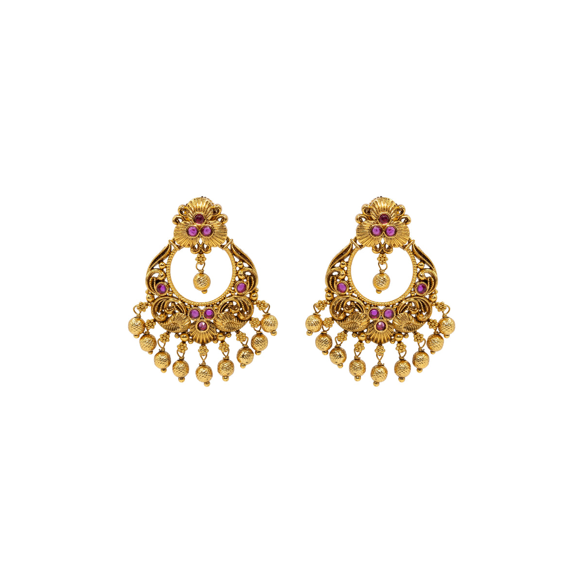 Antique Gold-Plated Floral Chandbali – R-1042