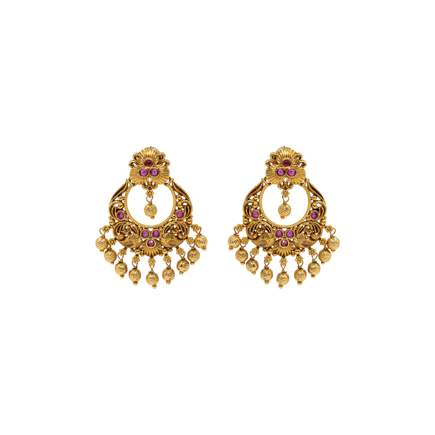Antique Gold-Plated Floral Chandbali – R-1042