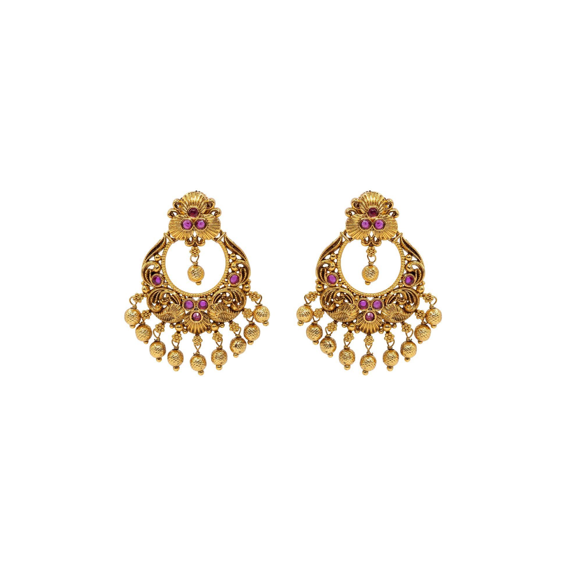 Antique Gold-Plated Floral Chandbali – R-1042