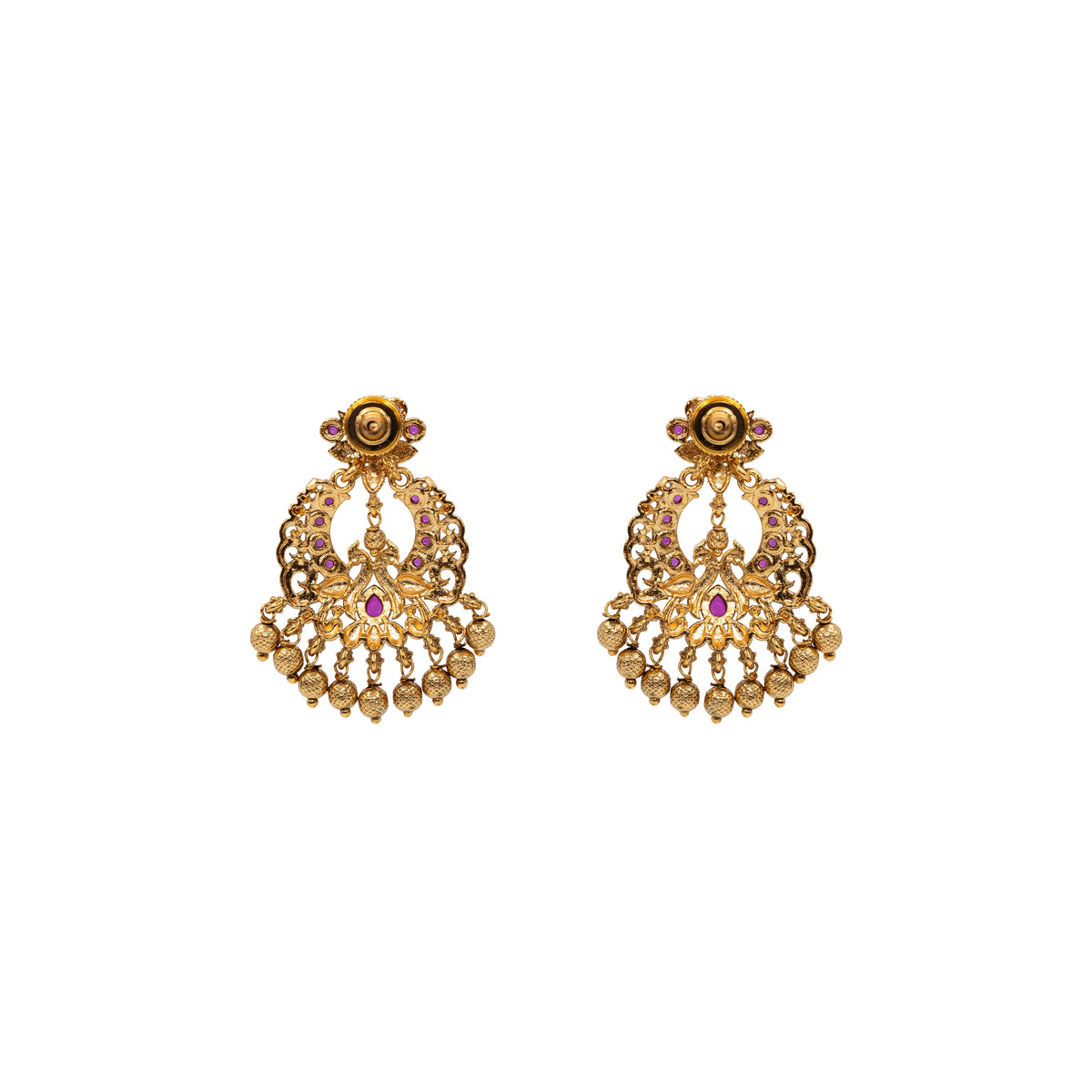 Antique Chandbali with Ruby & Green Beads – R-1057