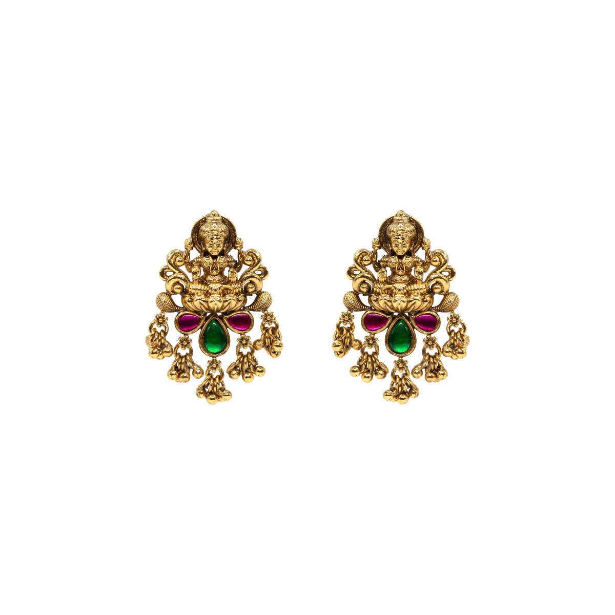 Divine Laxmi Antique Gold-Plated Bali  V-1654