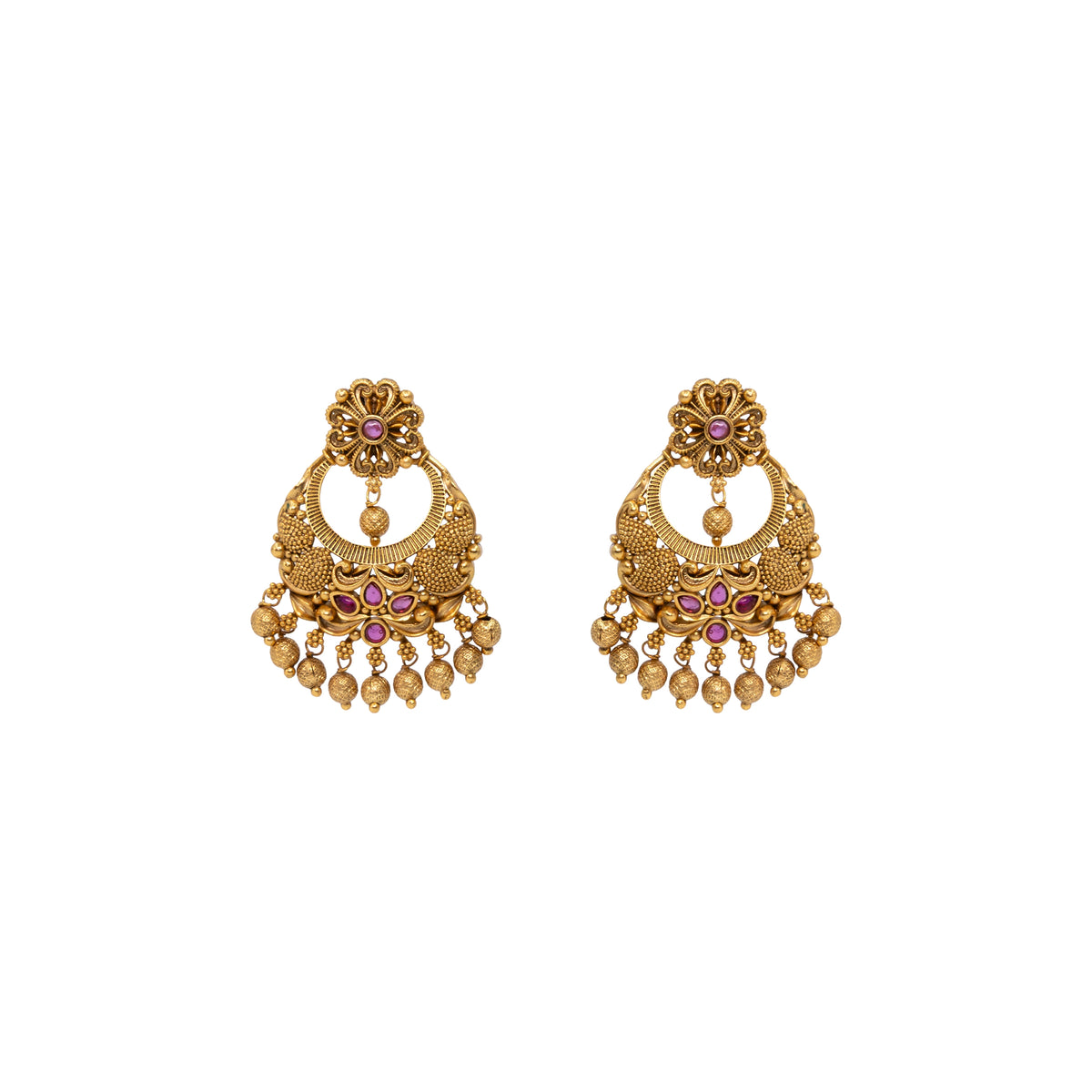 Antique Gold-Plated Temple Chandbali 