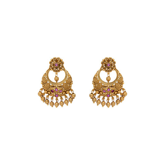 Antique Gold-Plated Temple Chandbali 
