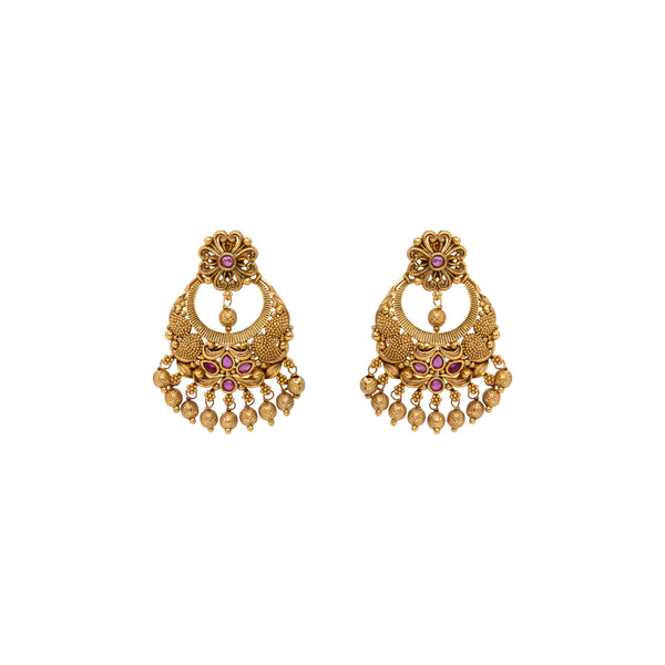 Antique Gold-Plated Temple Chandbali 