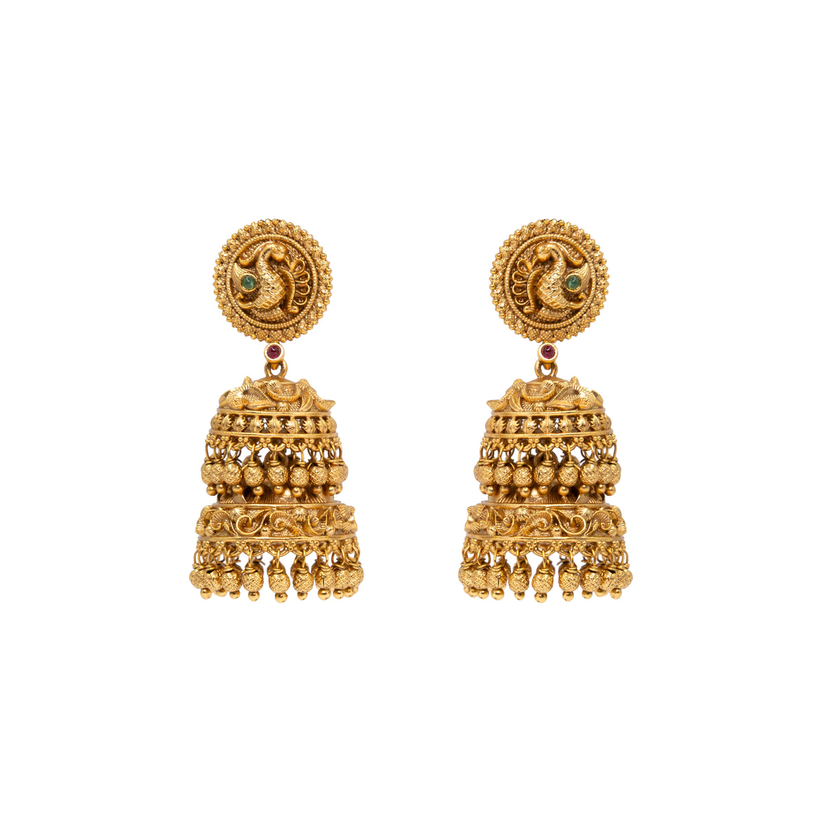 Long Peacock Gold-Plated Jumka R-2124