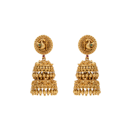Long Peacock Gold-Plated Jumka R-2124