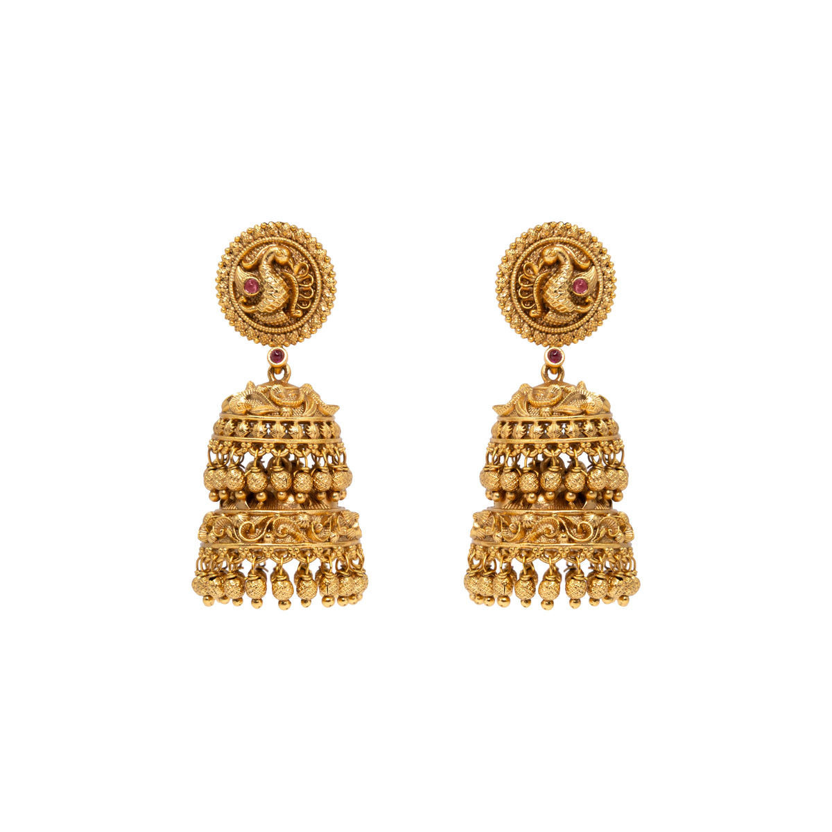 Long Peacock Gold-Plated Jumka R-2124