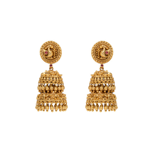 Long Peacock Gold-Plated Jumka R-2124