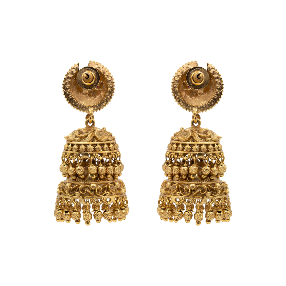 Long Peacock Gold-Plated Jumka R-2124