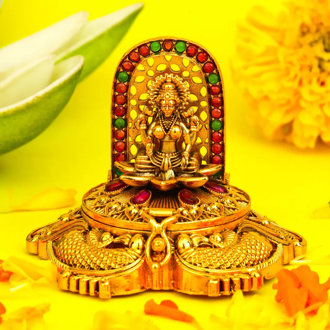 Antique Finish Handcrafted Laxmi Sindoor Box T-66