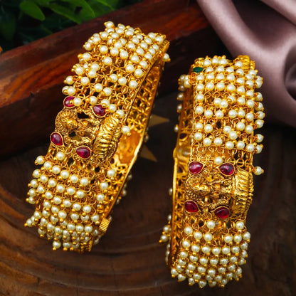 Lakshmi Lotus Antique Gold-Plated Bangle– K-999