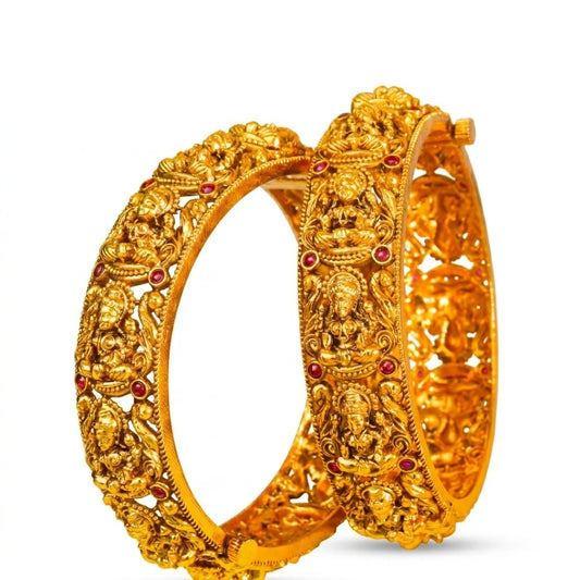 Kaveri Lahari Kada Bangle | Gold-Plated Sacred River Wave Bangle V-2501