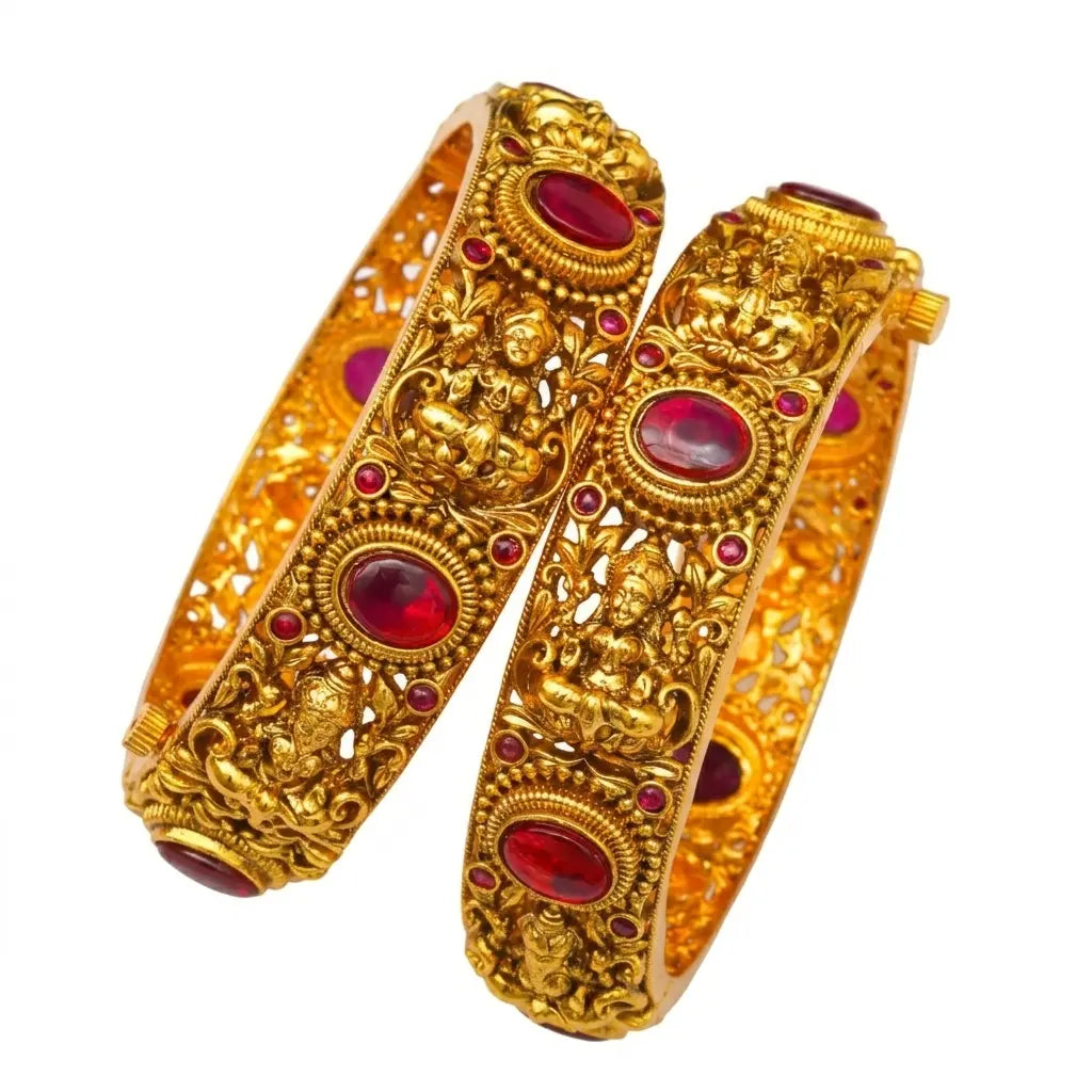 Lakshmi Kundan Temple Bangles V-1830