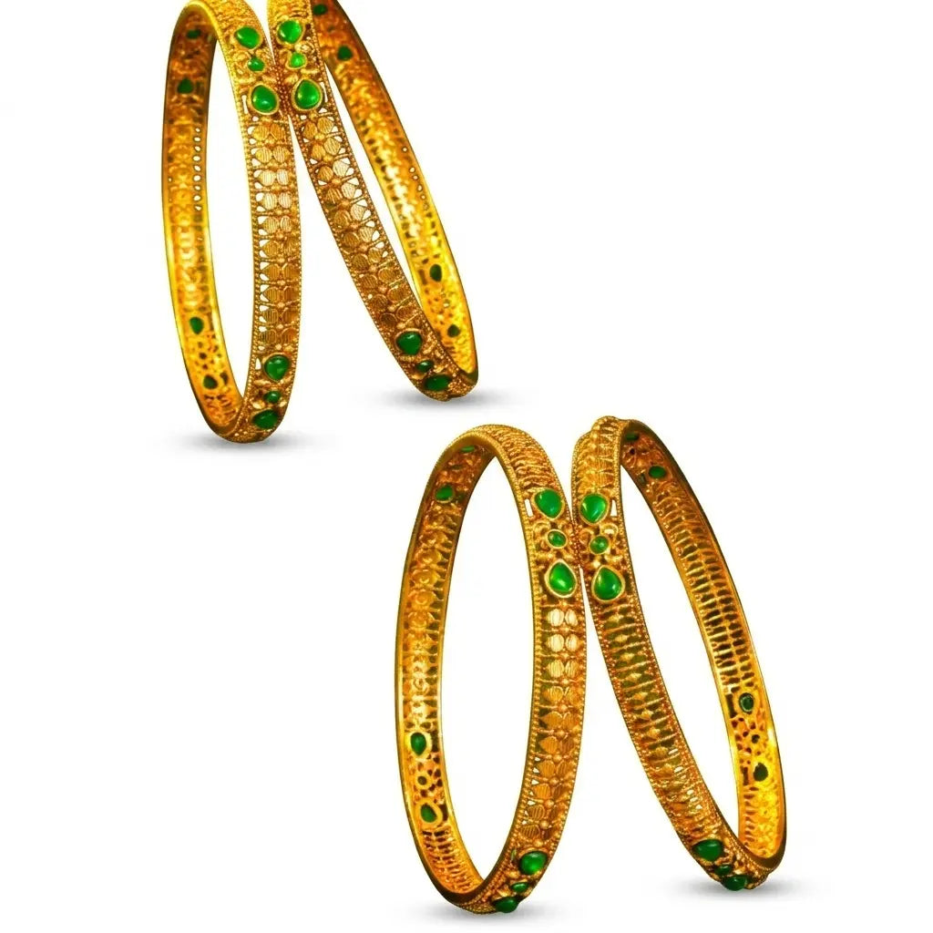 Ratna Jali Kankana Paired Bangle | Gold-Plated Temple Jewellery V-868