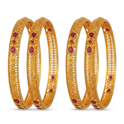 Ratna Jali Kankana Paired Bangle | Gold-Plated Temple Jewellery V-868