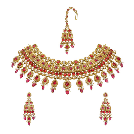 Mehendi Polish Gold-Plated Choker Necklace Set