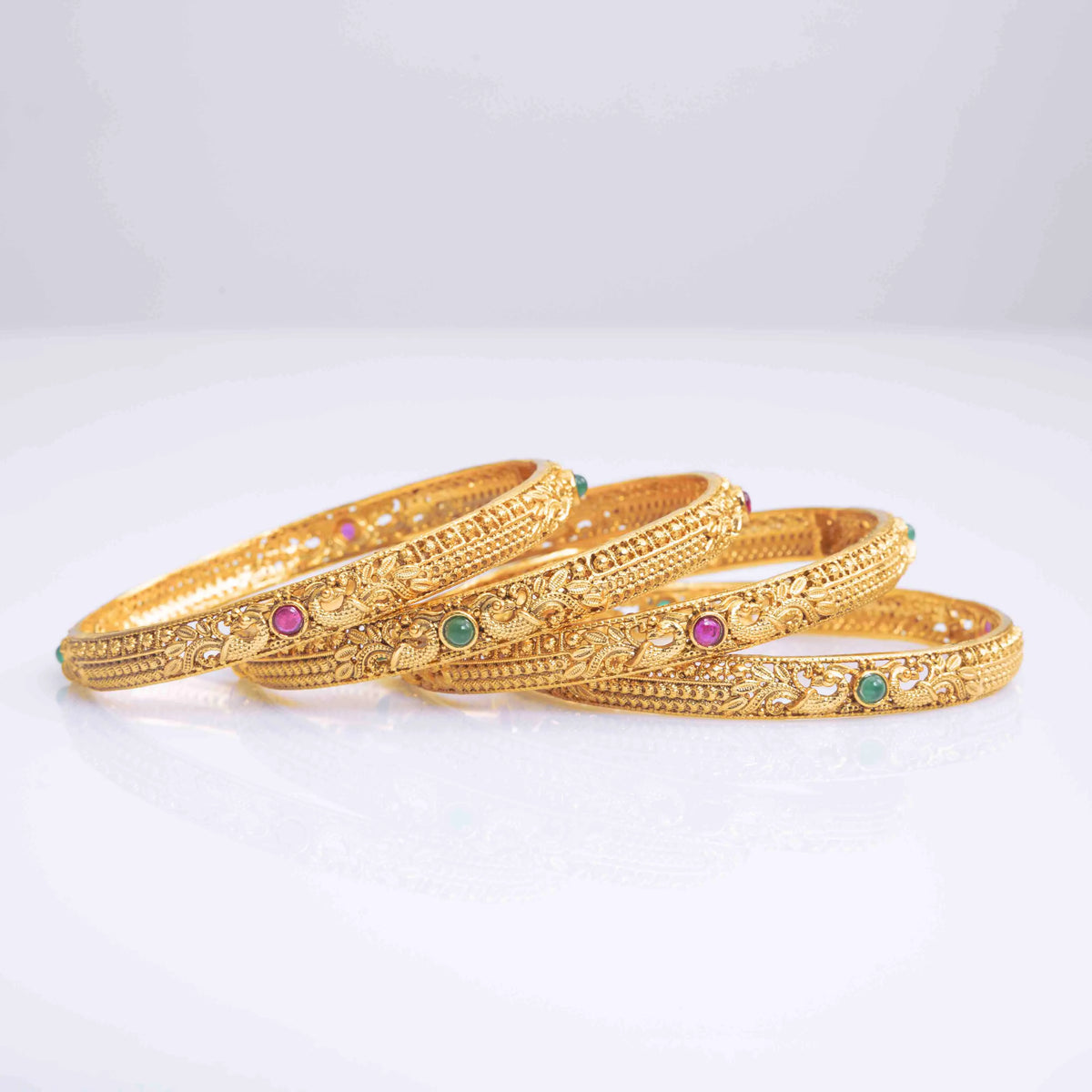 Peacock Gold-Plated Temple Bangle V-1246 