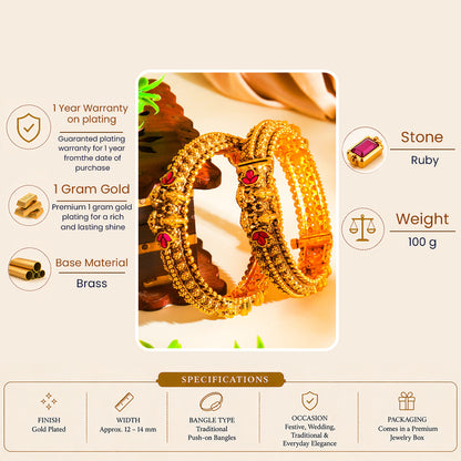 Vaidehi Valaya Kada Bangle | Gold-Plated Sita Sacred Temple Bangle J-272