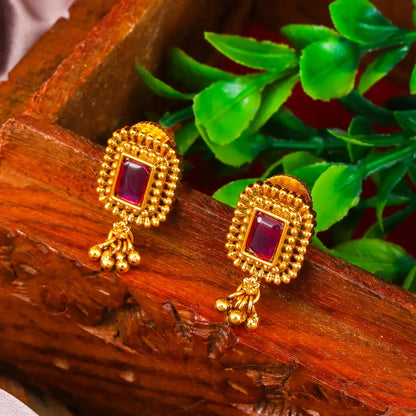Lightweight Minimal Temple Bali – Gold-Plated Ethnic Earrings